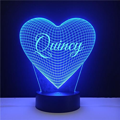 3D LED Lamp - Hart Met Naam - Quincy