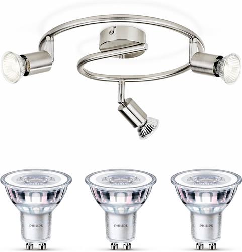 Philips Limbali Opbouwspot (Mat Chroom) - Warmwit Licht - Plafondspot met 3 Lichtpunten - GU10 - Niet Dimbaar