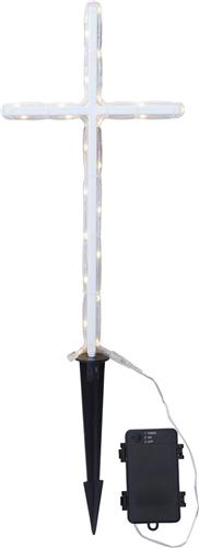 Star Trading LED grafverlichting Gravecross, kruis, timer, warm wit, buiten, 42 cm