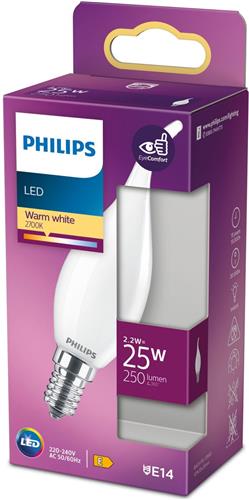 Philips LED-lamp - E14 Kaars 2.2 W - Warmwit - (Ø x l) 3.5 cm x 12.3 cm - 1 stuk(s)