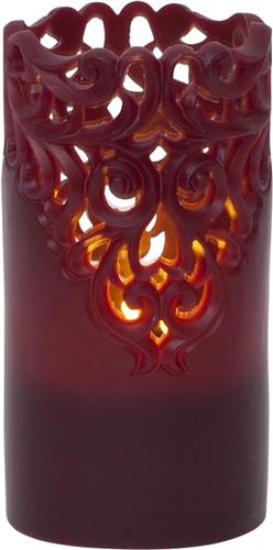 Star Trading LED echte waskaars 'Clary', batterij en timer, donkerrood, 15cm