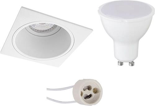 LED Spot Set - Proma Minko Pro - GU10 Fitting - Dimbaar - Inbouw Vierkant - Mat Wit - 6W - Natuurlijk Wit 4200K - Verdiept - 90mm