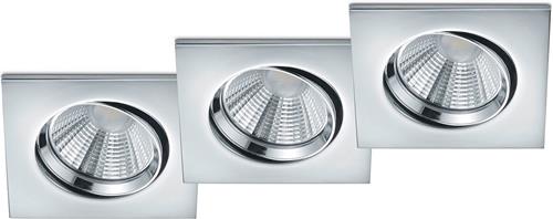 LED Spot 3 Pack - Inbouwspot - Torna Paniro - Vierkant 5W - Dimbaar - Warm Wit 3000K - Mat Chroom - Aluminium - 80mm