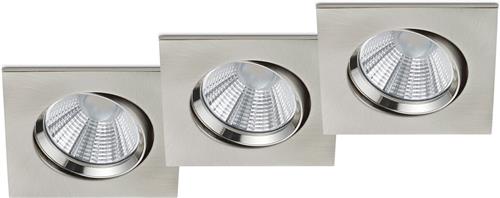 LED Spot 3 Pack - Inbouwspot - Torna Paniro - Vierkant 5W - Dimbaar - Warm Wit 3000K - Mat Nikkel - Aluminium - 80mm