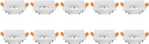 Spot Armatuur 10 Pack - GU10 Inbouwspot - Vierkant - Wit - Aluminium - 85mm