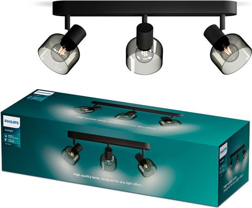 Philips Sleet Spot - Plafondspot met drie lichtpunten - Met gerookt glas - Kleine fitting E14