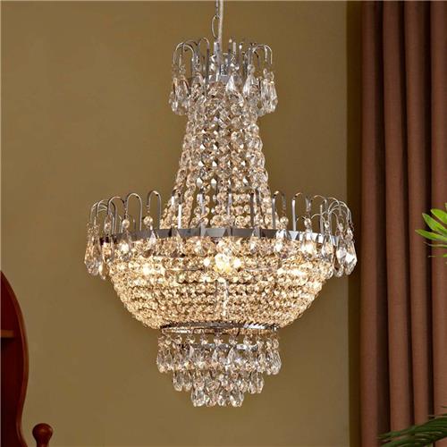Lindby - hanglamp - 5lichts - metaal, kristal - H: 62 cm - E14 - chroom, helder