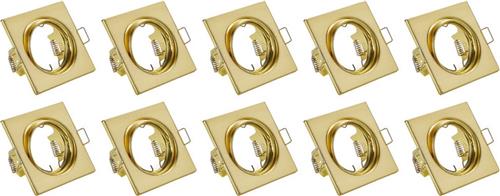Spot Armatuur 10 Pack - Torna - GU10 Inbouwspot - Vierkant - Goud - Aluminium - Kantelbaar 80mm