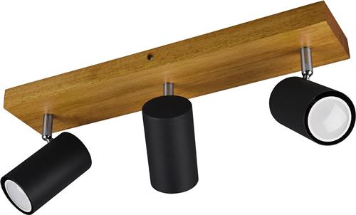LED Plafondspot - Torna Milona - GU10 Fitting - 3-lichts - Rond - Mat Zwart - Aluminium