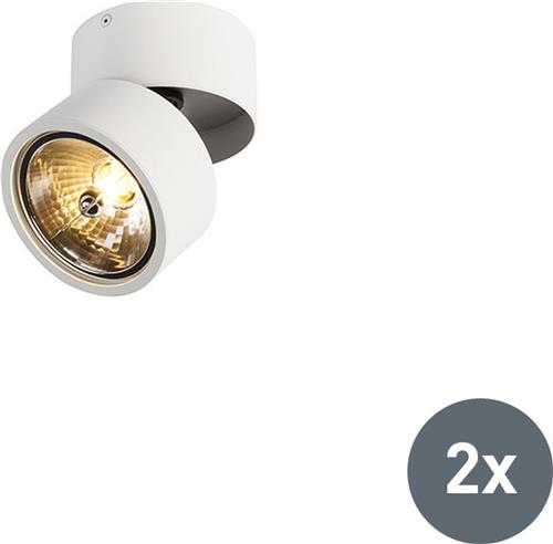 QAZQA go_nine_tubo - Industriele Plafondspot | Spotje | Opbouwspot - 2 stuks - Ø 12 cm - Wit - Industrieel - Woonkamer | Slaapkamer | Keuken