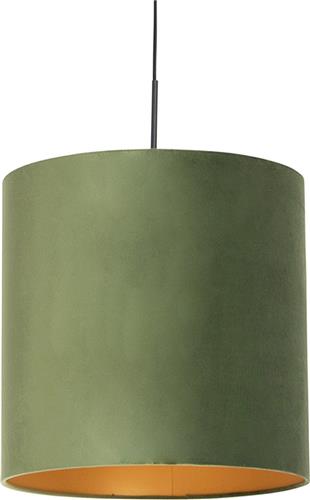 QAZQA combi - Landelijke Hanglamp met kap - 1 lichts - Ø 400 mm - Groen - Woonkamer | Slaapkamer | Keuken