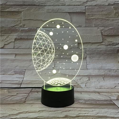 3D Led Lamp Met Gravering - RGB 7 Kleuren - Ruimte