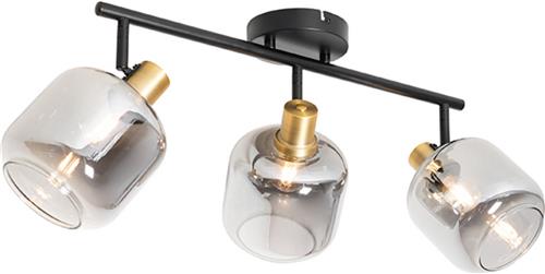 QAZQA zuzanna - Moderne Plafondspot | Spotje | Opbouwspot - 3 lichts - L 79 cm - Zwart Goud - Woonkamer | Slaapkamer | Keuken