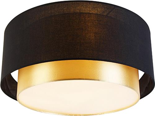 QAZQA drum-neutron - Moderne Plafondlamp - 3 lichts - Ø 500 mm - Zwart Goud - Woonkamer | Slaapkamer | Keuken