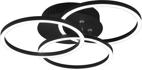 LED Plafondlamp - Plafondverlichting - Trion Corcol - 27W - Aanpasbare Kleur - Rond - Mat Zwart - Aluminium