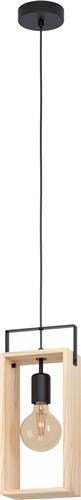 EGLO Famborough Hanglamp - E27 - 16 cm - Zwart/Hout
