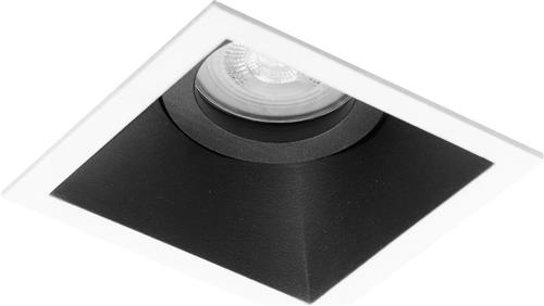 Spot Armatuur GU10 - Pragmi Zano Pro - GU10 Inbouwspot - Vierkant - Zwart/Wit - Aluminium - Kantelbaar - 93mm