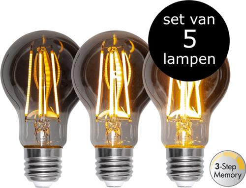 Star Trading - 5-Pack | LED - 3 standen - Standaard bol - E27 - 3.9W - Super Warm Wit - 2200K - Dimbaar