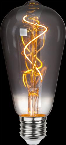 Druppel-Edison lamp - E27 - 3W - Super Warm Wit <2200K - Filament - Rookglas