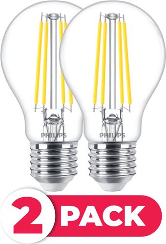 Philips LED Filament E27 - 7W (60W) - Warm Wit Licht - Niet Dimbaar - 2 stuks