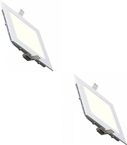 LED Downlight Slim 2 Pack - Inbouw Vierkant 3W - Natuurlijk Wit 4200K - Mat Wit Aluminium - 89mm