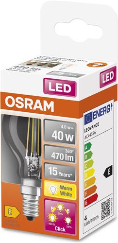 OSRAM 4058075434448 LED-lamp Energielabel E (A - G) E14 Peer 4 W Warmwit 1 stuk(s)