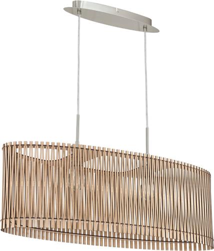 EGLO Sendero - Hanglamp - 2 Lichts - Nikkel-Mat - Ahorn