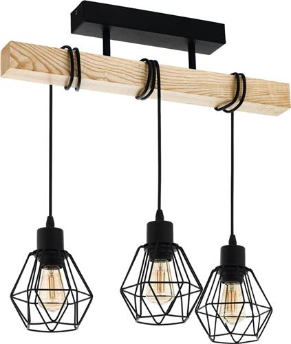EGLO Townshend 5 Plafondlamp - E27 - 55 cm - Zwart/Bruin - FSC Hout