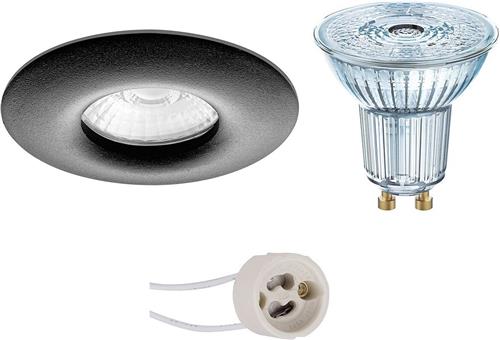 LED Spot Set - OSRAM Parathom PAR16 940 36D - Proma Luno Pro - Waterdicht IP65 - GU10 Fitting - Dimbaar - Inbouw Rond - Mat Zwart - 3.7W - Natuurlijk Wit 4000K - Ø82mm