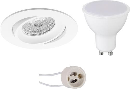 LED Spot Set - Proma Delton Pro - GU10 Fitting - Inbouw Rond - Mat Wit - 4W - Helder/Koud Wit 6400K - Kantelbaar - Ø82mm