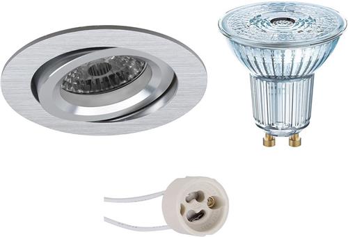 LED Spot Set - OSRAM Parathom PAR16 940 36D - Proma Aerony Pro - GU10 Fitting - Dimbaar - Inbouw Rond - Mat Zilver - 3.7W - Natuurlijk Wit 4000K - Kantelbaar - Ø82mm