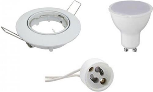 LED Spot Set - GU10 Fitting - Dimbaar - Inbouw Rond - Glans Wit - 6W - Natuurlijk Wit 4200K - Kantelbaar Ø82mm
