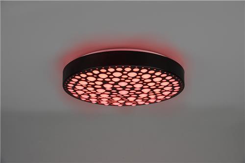 LED Plafondlamp - Plafondverlichting - Torna Carol - 22W - Aanpasbare Kleur - RGB - Afstandsbediening - Dimbaar - Rond - Mat Zwart - Kunststof