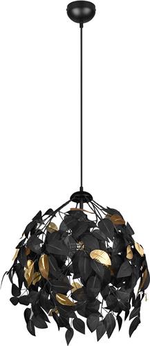 LED Kroonluchter - Trion Lovy - E27 Fitting - 1-lichts - Rond - Mat Zwart/Goud - Aluminium