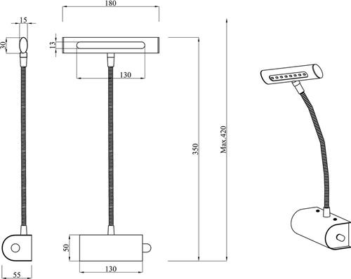 LED Spiegelverlichting - Schilderijverlichting - Torna Curty - 4W - Warm Wit 3000K - Dimbaar - Ovaal - Mat Zwart - Aluminium