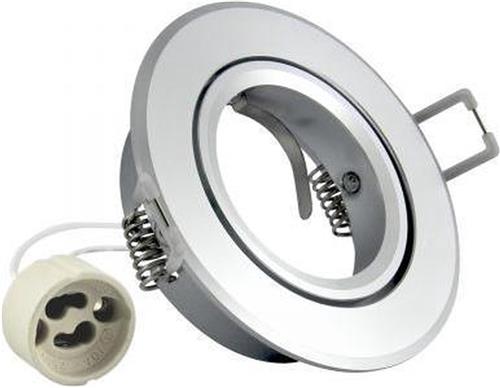 Inbouw spot GU10 - aluminium - rond armatuur - geborsteld -  zilver/zilver 85mm