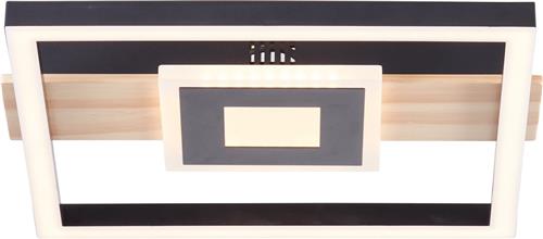 Brilliant Baldo - Plafondlamp - LED 24W - 3000K - Zwart - Hout