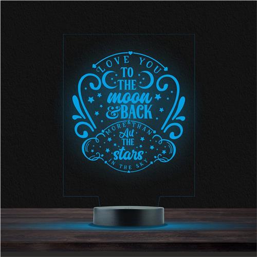 Led Lamp Met Gravering - RGB 7 Kleuren - Love You To The Moon And Back