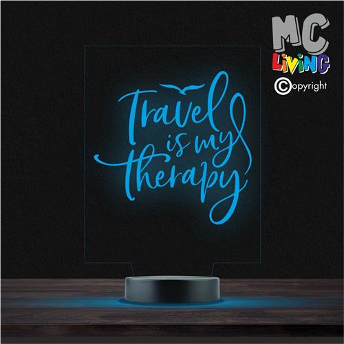 Led Lamp Met Gravering - RGB 7 Kleuren - Travel Is My Therapy