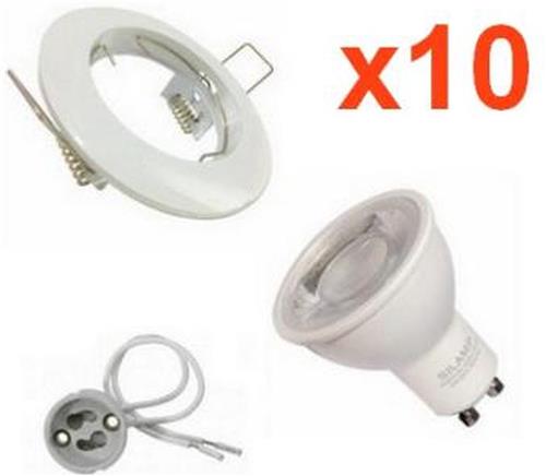 U10 WITTE LED inbouwspot kit met 8W lamp (10 stuks) - Warm wit licht - Overig - Pack de 10 - Wit Chaud 2300K - 3500K - SILUMEN