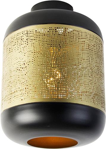 QAZQA kayleigh - Industriele Plafondlamp - 1 lichts - Ø 24 cm - Zwart Goud - Industrieel - Woonkamer | Slaapkamer | Keuken