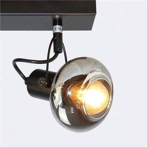 Plafondlamp met smoke grijs glas, 4-lichts - Elsa