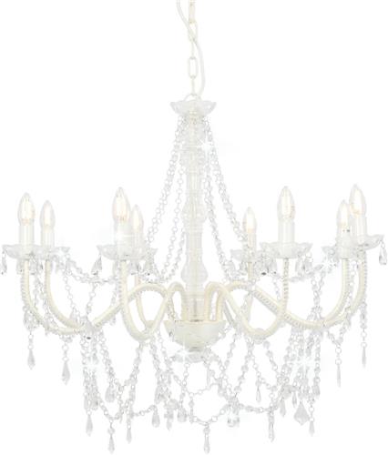 vidaXL - Kroonluchter - met - kralen - 8xE14 - zwart