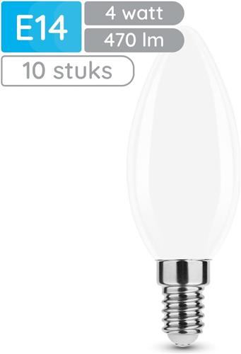 Modee E14 LED Lamp 4W - 470lm - 2700K - Warm Wit - LED Filament Melkglas Kaarslamp B35- Vervangt 40W Halogeen Gloeilamp - 10 stuks