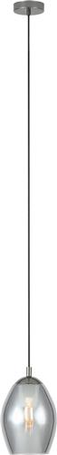 EGLO Estanys Hanglamp - 1 lichts - Ø19 cm - E27 - rookglas - Grijs/Zwart