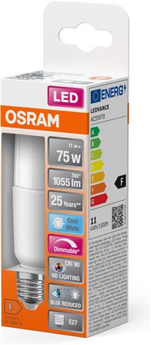 Osram LED Superstar E27 Linear Mat 11W 1050lm - 940 Koel Wit | Beste Kleurweergave - Dimbaar - Vervangt 75W