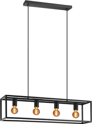EGLO Eldrick Hanglamp - 4xE27 - 85 cm - industrieel - Staal - Zwart
