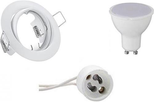 LED Spot Set - Trion - GU10 Fitting - Inbouw Rond - Mat Wit - 4W - Helder/Koud Wit 6400K - Kantelbaar Ø83mm