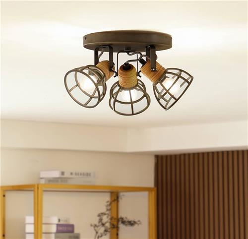 Lindby - buitenspot - 3lichts - Staal, ijzer, hout - H: 18.5 cm - E14 - zwart, donker hout