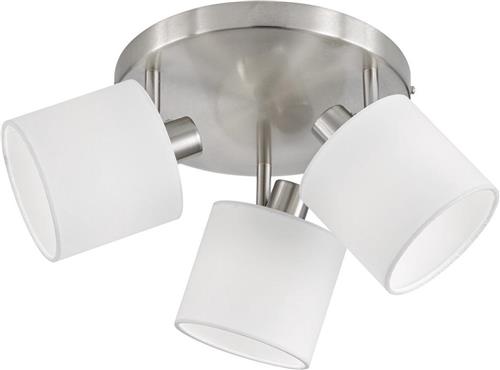 LED Plafondspot - Plafondverlichting - Trion Torry - E14 Fitting - 3-lichts - Rond - Mat Nikkel - Aluminium